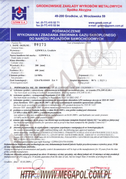 ZBIORNIKI TOROIDALNE - Toroidalne o średnicy 720mm -  - 720/H250/78L/ZTW Toroidalny Grodków (TDT do 2013 r.