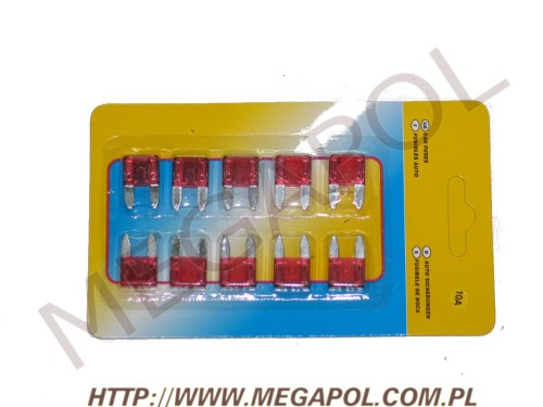 ELEKTRYKA - Bezpieczniki -  - Bezpiecznik nożowy mini 10A - 10 sztuk