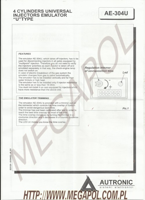 EMULATORY - Emulatory AEB -  - Emulator wtryskiwaczy 4 kanałowy AUTRONIC AE-304