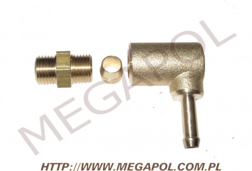 AKCESORIA - Doloty gazu -  - Złączka kątowa w kolektor 10x1/Cu6/90st/6mm